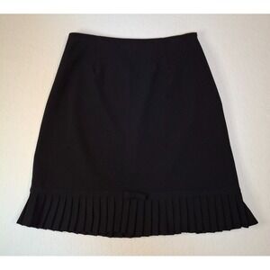 Larry Levine Women's Size 10 Black Skirt Pleated Hem Bow Detail Stretch Side Zip